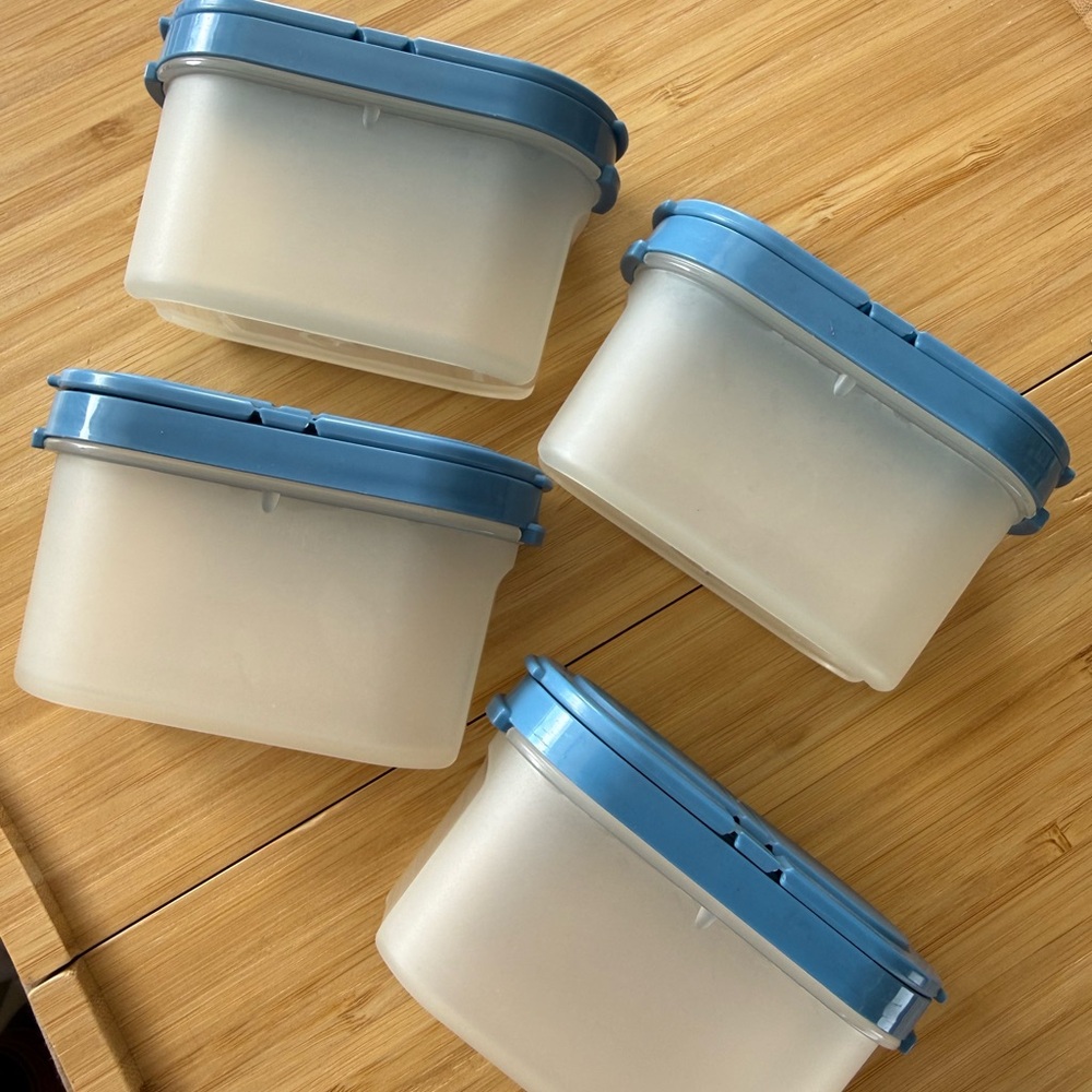 Tupperware Set of 4 Food Storage Containers with Blue Lids